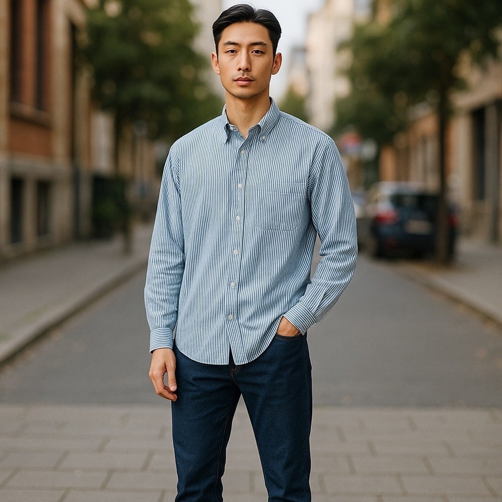 Saddlebred blue Casual Button Down Shirt Classic Fit